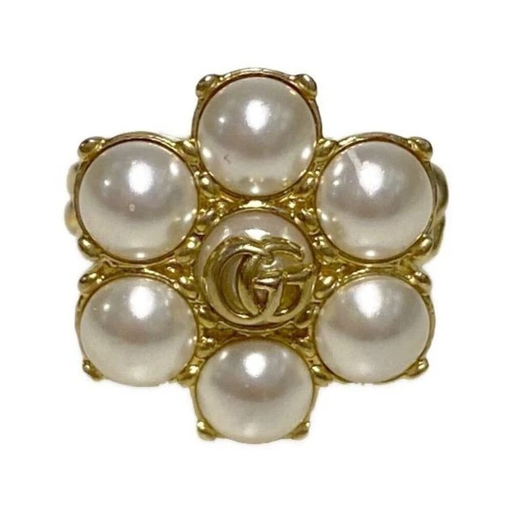 GUCCI Glass Pearl Double G-Ring 645671 I4620 8078 Size L NEW - Picture 8 of 15
